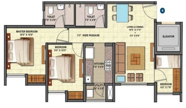 Featured Image of Godrej MSR City 2 Bhk Apartment Floor Plan