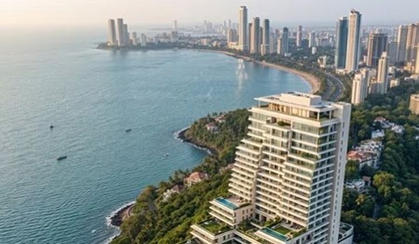 Ultra-luxury high-rise apartment interior on Carmichael Road, Mumbai