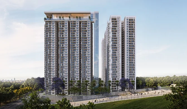 Elegant apartment towers with scenic views in a Hyderabad residential zone