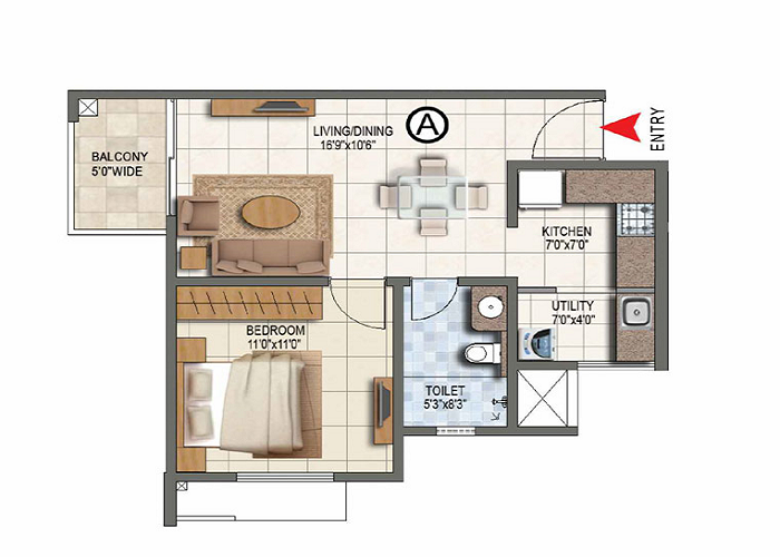 Godrej MSR City 2 BHK Floor Plan